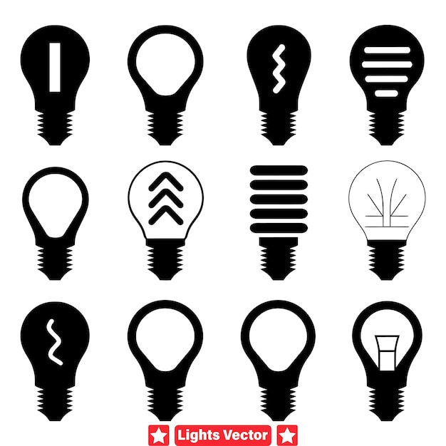 Simetría brillante Colección armoniosa de luces Siluetas vectoriales para el equilibrio