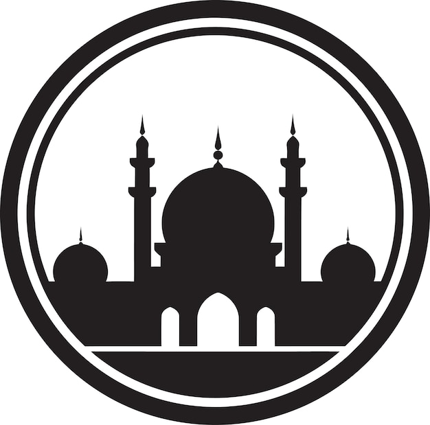 Simetría serena Vector de mezquita negra Gráfico minimalismo dinámico Ilustración vectorial de mezquita