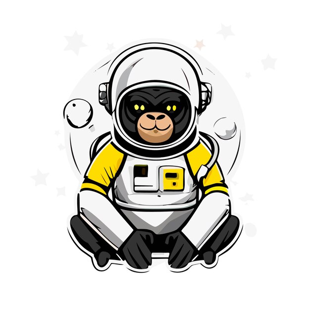 Vector simio traje de astronauta retro