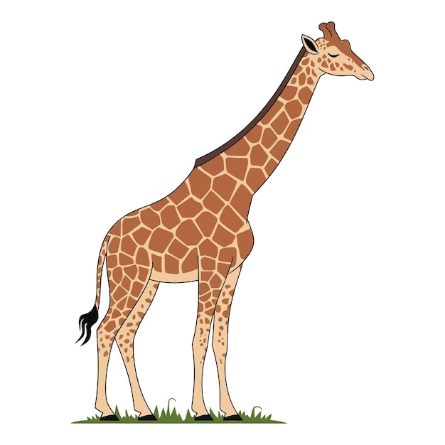 Una simpática jirafa de dibujos animados aislada sobre un fondo blanco