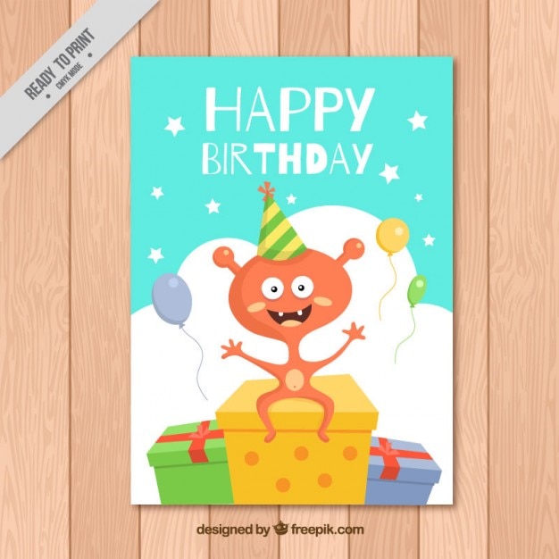 Simpática tarjeta de cumpleaños con un personaje