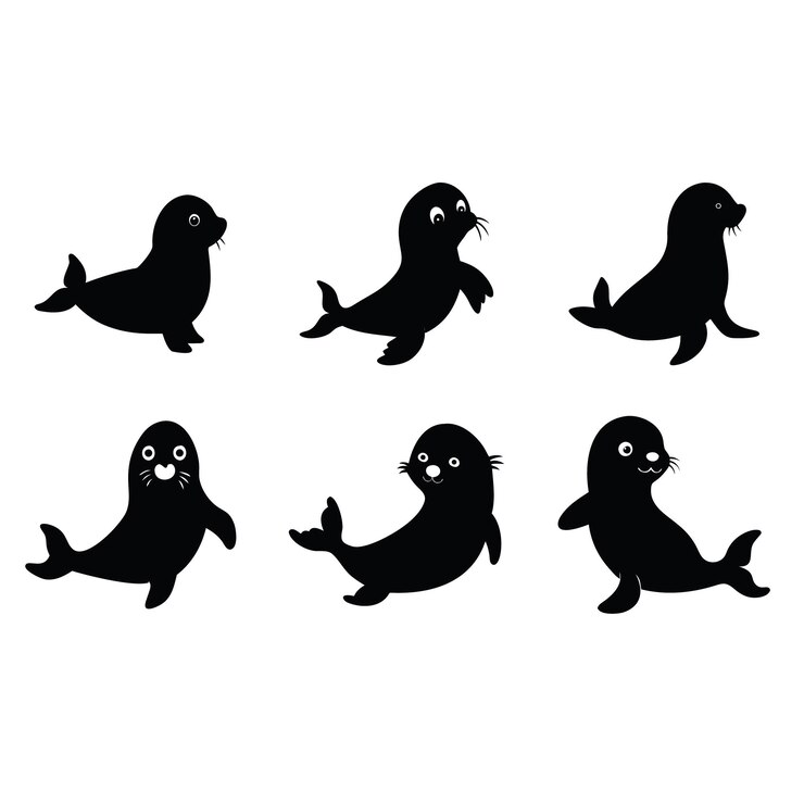 Vector las simpáticas siluetas de las focas
