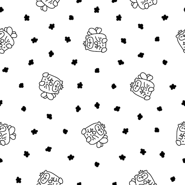 El simpático búho kawaii tiene un patrón sin costuras.