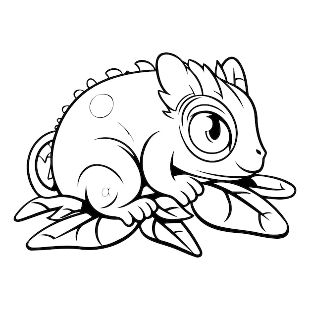 Vector un simpático camaleón de dibujos animados aislado sobre un fondo blanco ilustración vectorial