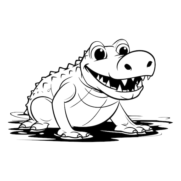 El simpático cocodrilo de dibujos animados Ilustración vectorial de un cocodrillo