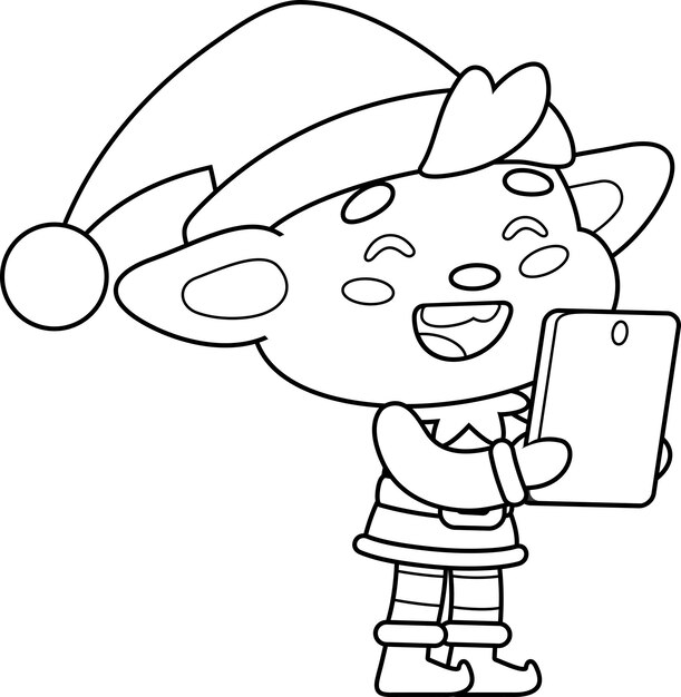 El simpático personaje de dibujos animados del Elfo de Navidad usa un teléfono para ayudar a Papá Noel