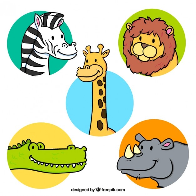 Vector simpáticos bocetos de animales africanos