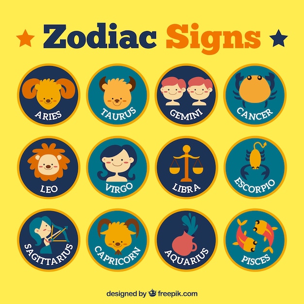 Vector simpáticos signos del zodiaco