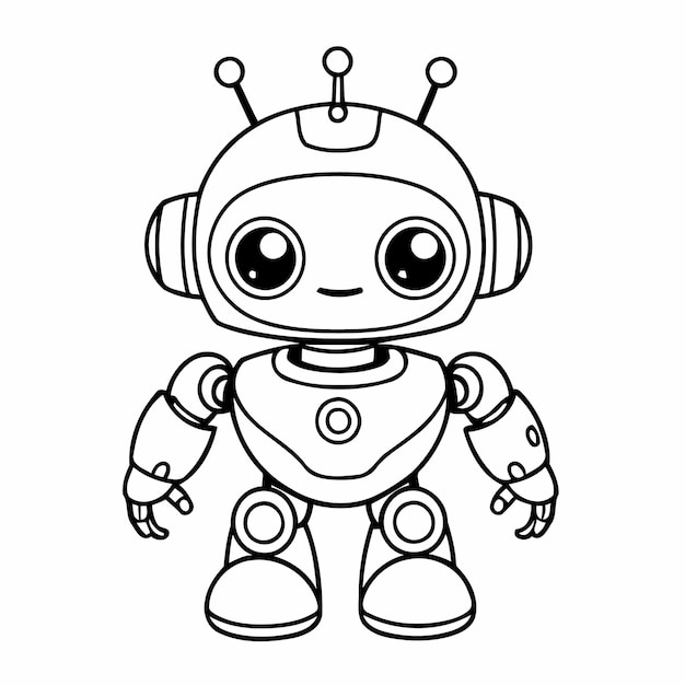 Un simple y amigable robot dibujado a mano para niños pequeños.