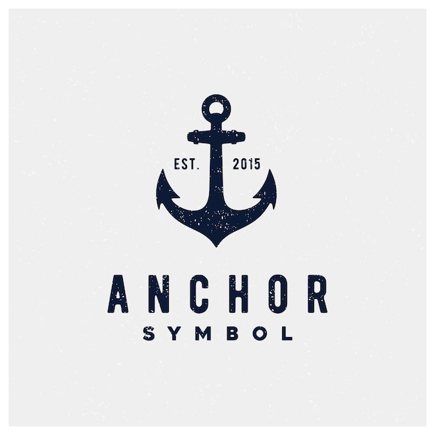 Simple Anchor Silhouette Diseño de logotipo Vintage Retro para barco barco transporte náutico marino