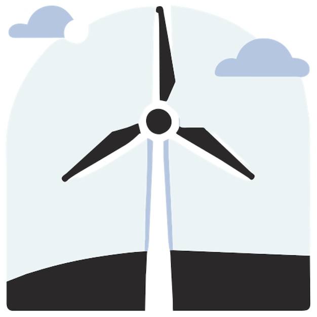 simple animación de dibujos animados de turbinas eólicas renovable eco verde concepto de energía eólica icono