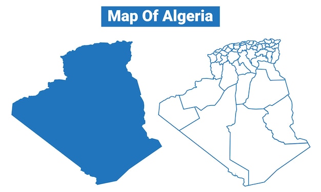 simple Argelia conjunto de ilustraciones de estilo de contorno de mapa vectorial plano azul