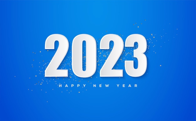 Simple y audaz número 2023 en blanco sobre fondo azul