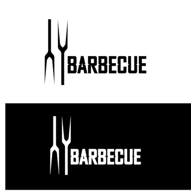 Simple barbacoa parrilla caliente vintage con llamas cruzadas y espátula Logotipo para restaurante insignia café y barvector