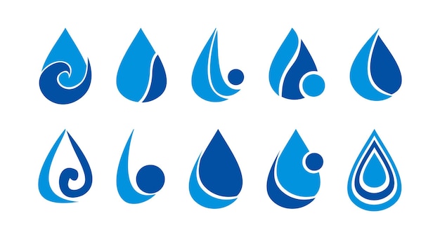 Simple blue water drop logo collection