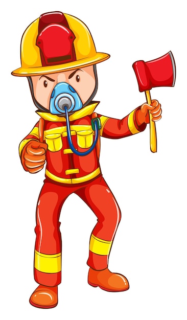 Vector un simple boceto coloreado de un bombero.