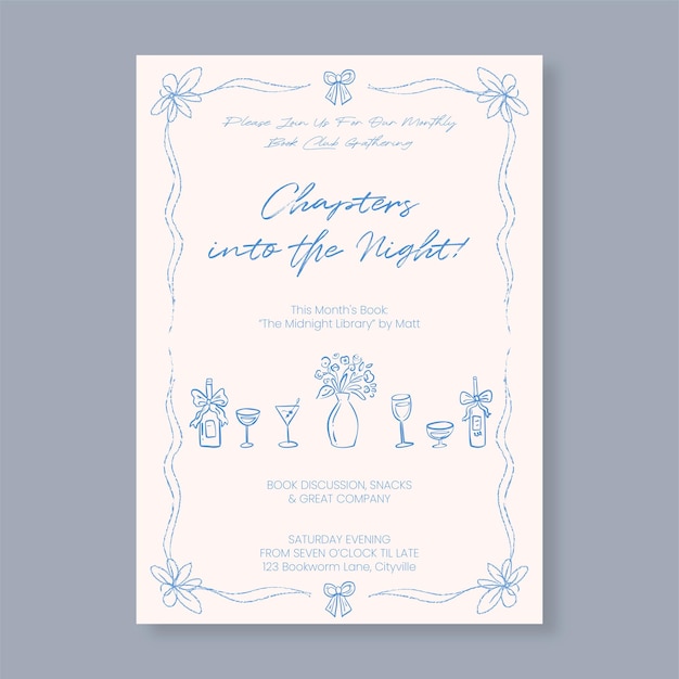 Simple Book Club Invite Diseño perfecto para reuniones literarias y eventos de discusión