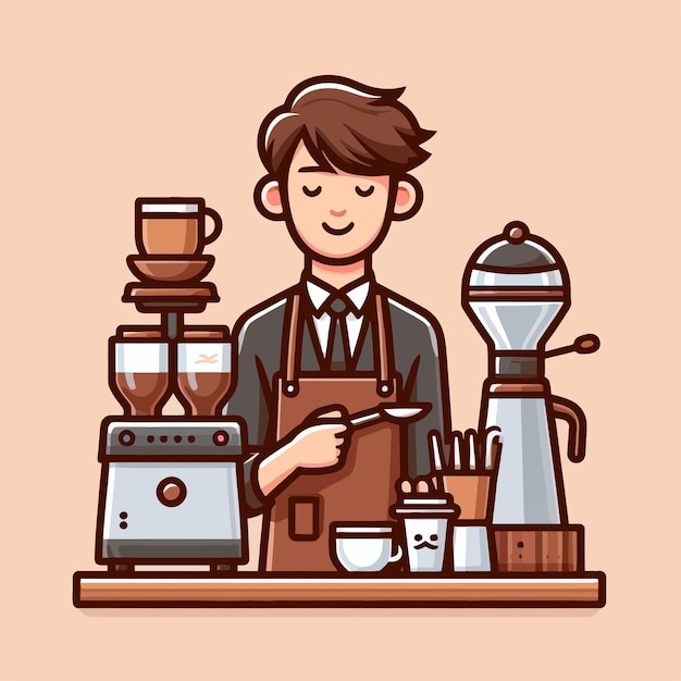 Una simple caricatura de hombres baristas