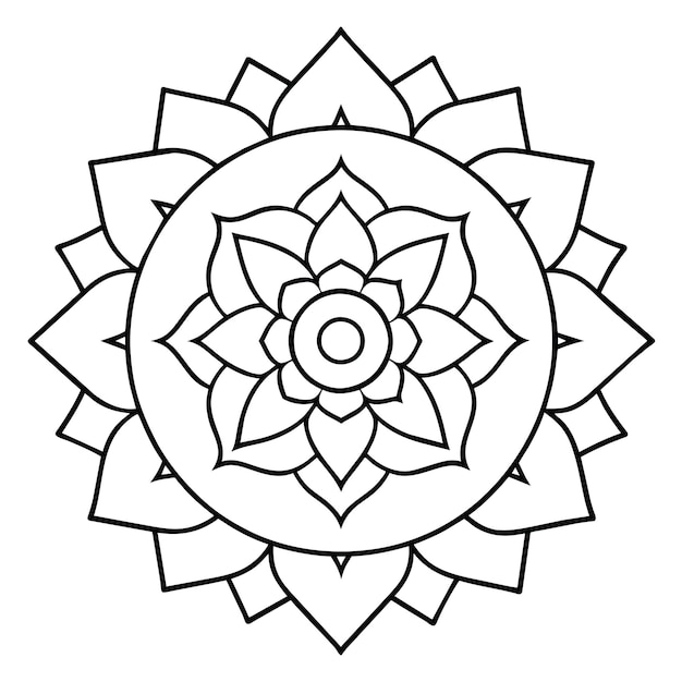 Vector simple chakras mandala página para colorear simple para la mente adulta mandala para relajarse