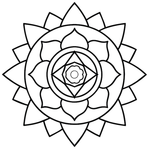 Vector simple chakras mandala página para colorear simple para la mente adulta mandala para relajarse