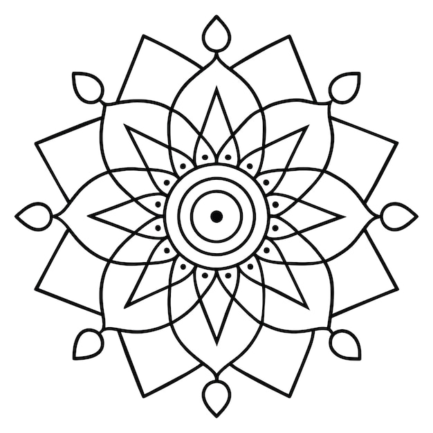 Vector simple chakras mandala página para colorear simple para la mente adulta mandala para relajarse