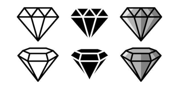 simple colección de conjuntos de iconos de diamantes