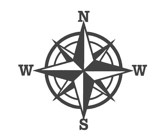 Simple Compass Rose Illustration Showing North South East and West Directions