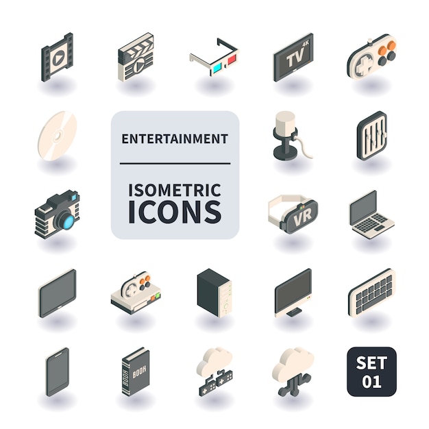 Vector simple conjunto de iconos de entretenimiento.