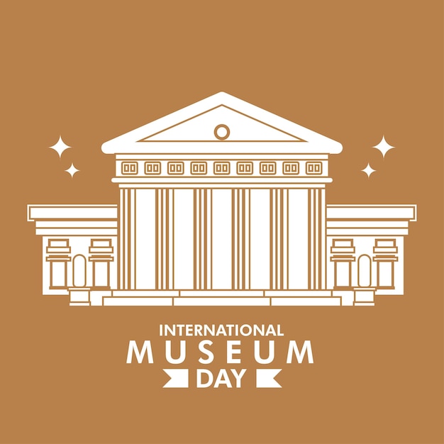 Simple Día Internacional del Museo 18 de mayo bosquejo ilustración vector diseño cartel