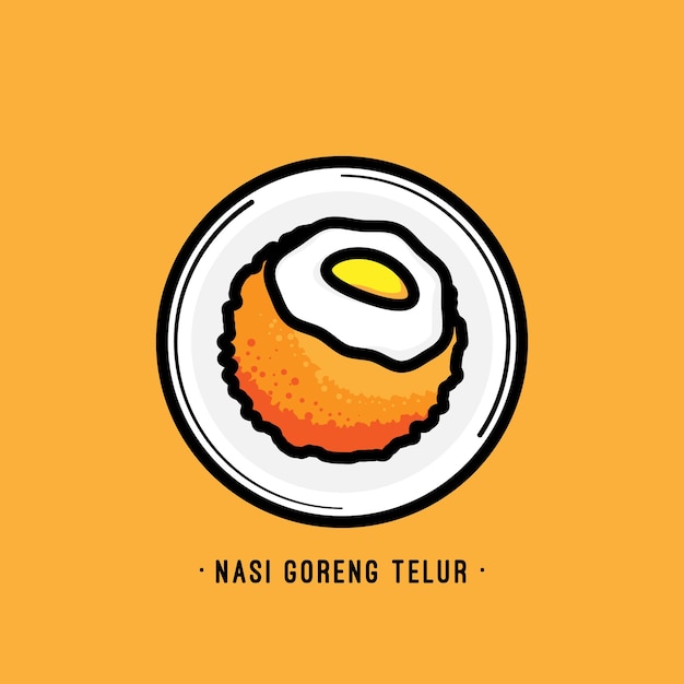 Simple dibujado a mano nasi goreng telur vector