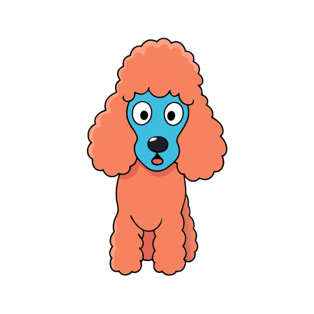 Un simple dibujo animado vectorial perro caniche sorprendido