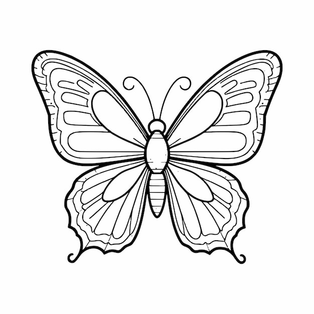 Un simple dibujo en blanco y negro de una mariposa para niños de página de colorear