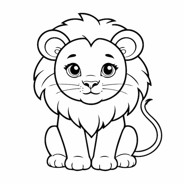 Vector un simple dibujo de león para un libro para niños pequeños.