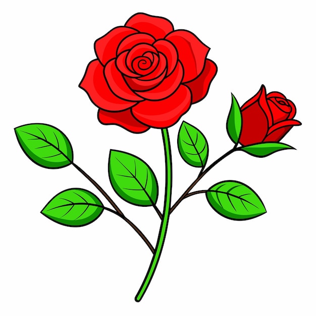 Vector un simple dibujo de rosas planas