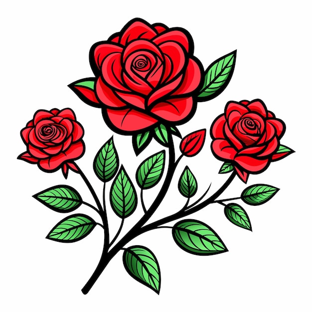 Un simple dibujo de rosas planas