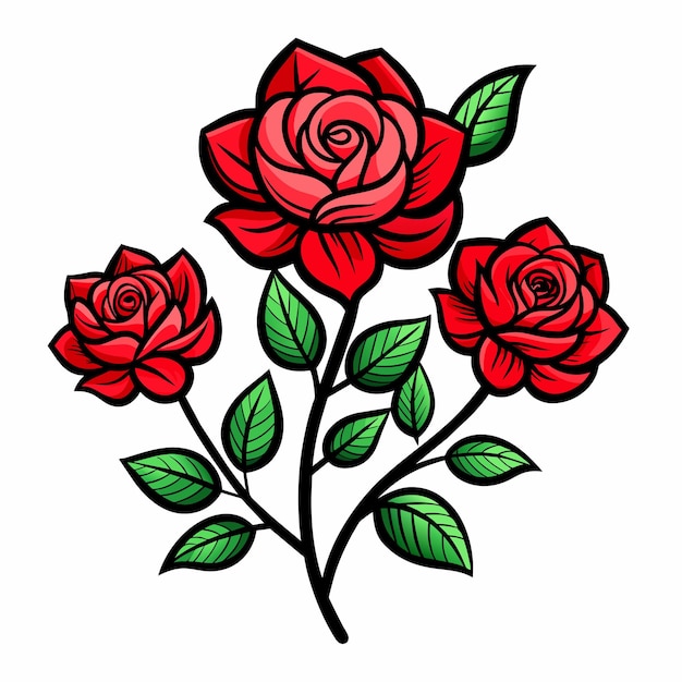 Un simple dibujo de rosas planas