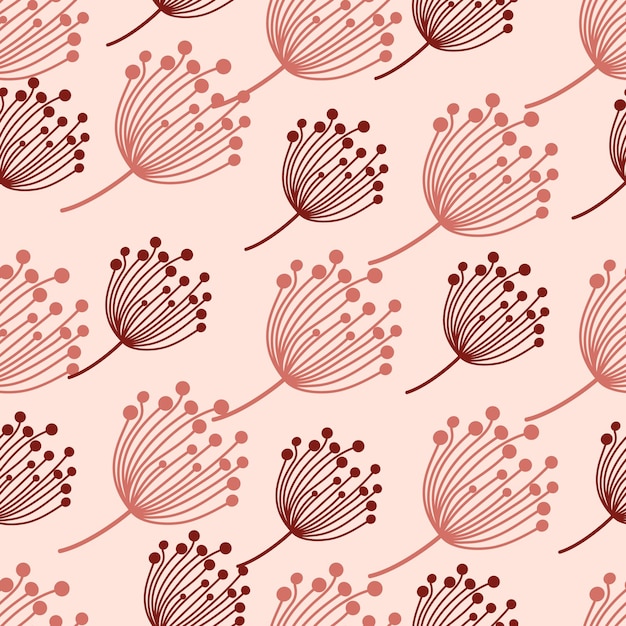 Simple diente de León silueta de patrones sin fisuras Fondo botánico de Blowball Fondo de pantalla floral abstracto