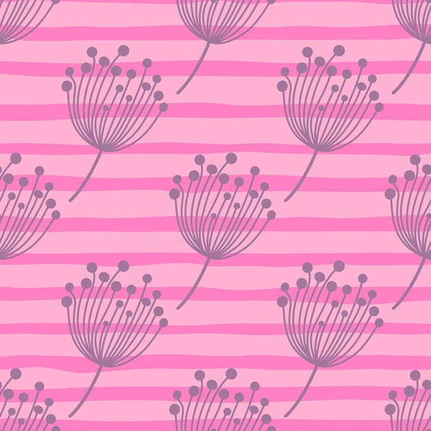 Simple diente de León silueta de patrones sin fisuras Fondo botánico de Blowball Fondo de pantalla floral abstracto