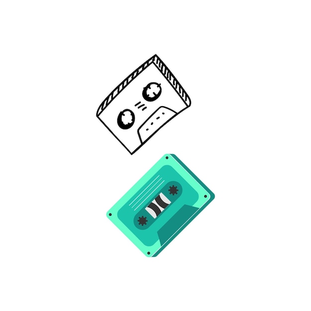 Vector un simple doodle de cassette clásico