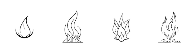 Simple esquema de hoguera dibujado a mano en diseño plano