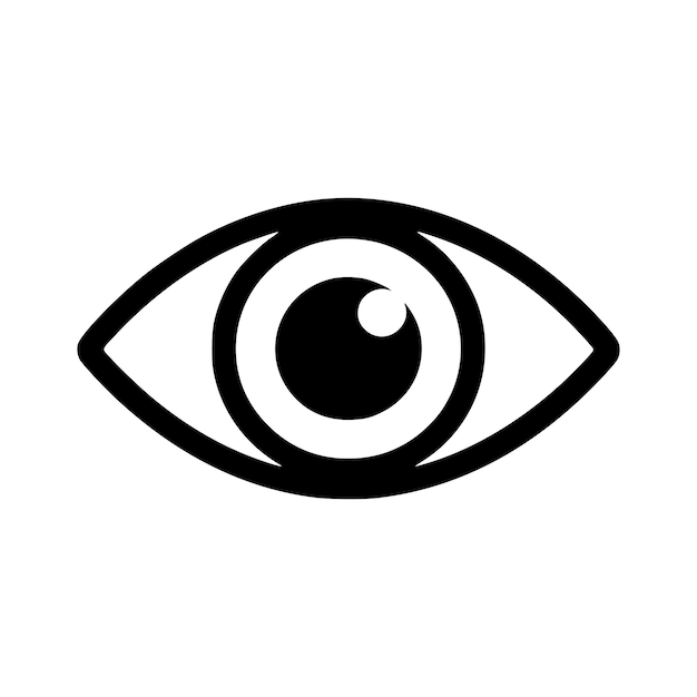 Simple Eye Icon Clean Black and White Symbol for Vision Security and User Interface Design