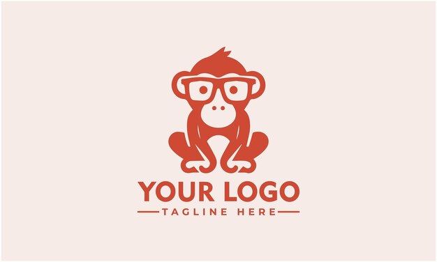 Simple Geek Monkey diseño de logotipo vectorial Vintage Monkey vector de logotipo para la identidad empresarial