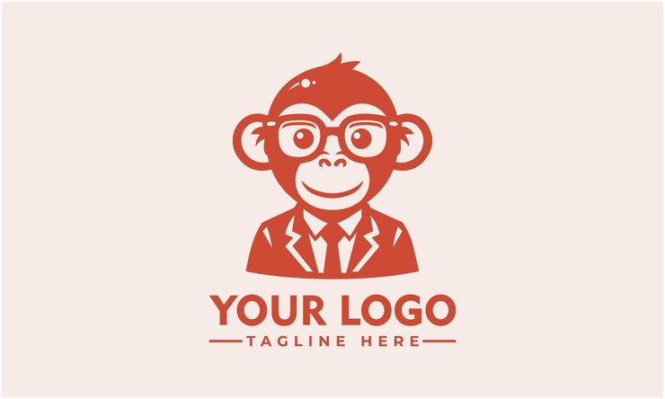 Vector simple geek monkey diseño de logotipo vectorial vintage monkey vector de logotipo para la identidad empresarial
