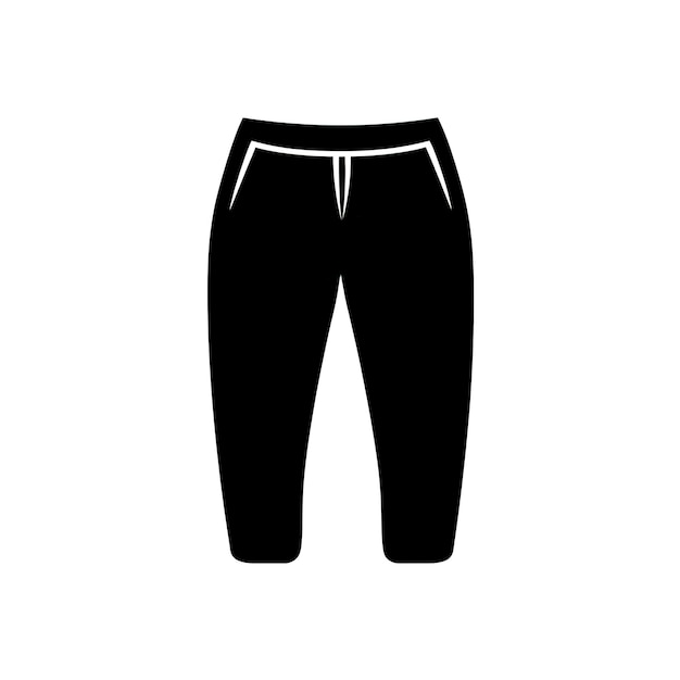 Un simple gráfico vectorial en blanco y negro de un icono de silueta de pantalones en un fondo sólido El diseño