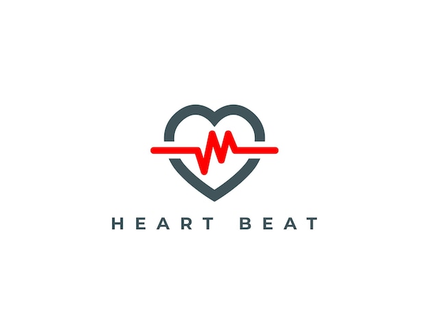 Simple Hearth Beat con plantilla de diseño de logotipo de pulso rojo