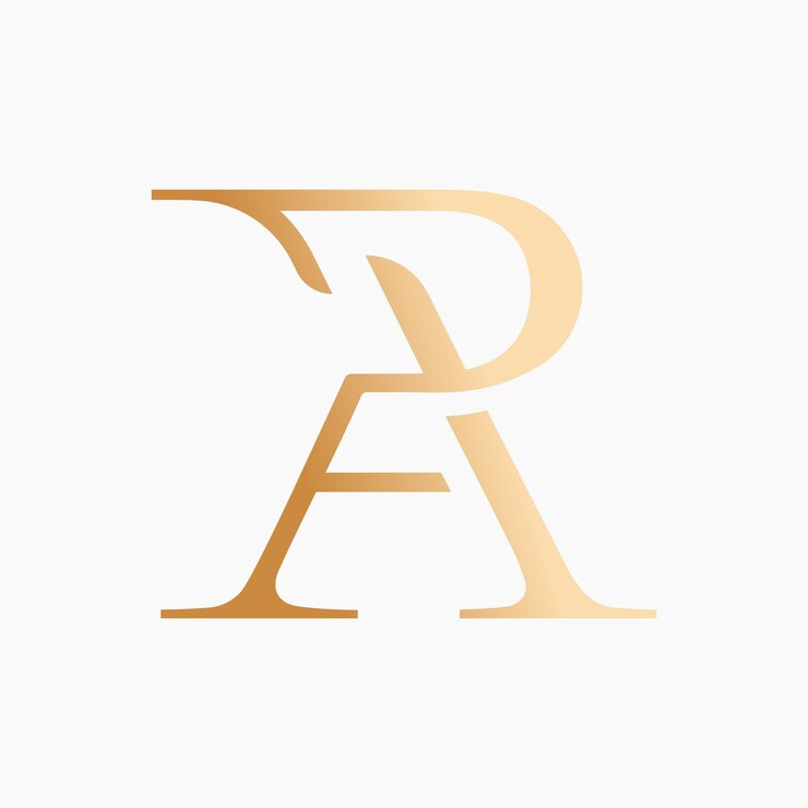 Simple, hermoso, maduro y lujoso, monograma de letra RA de fuente serif en estilo moderno clásico.