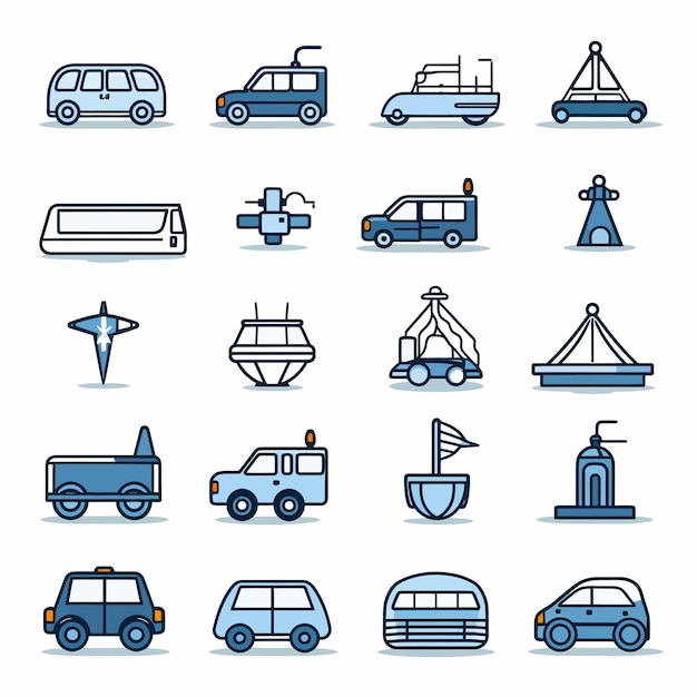 Vector simple_icon_set_for_various_vehicles_vector