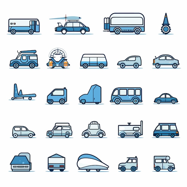 Vector simple_icon_set_for_various_vehicles_vector