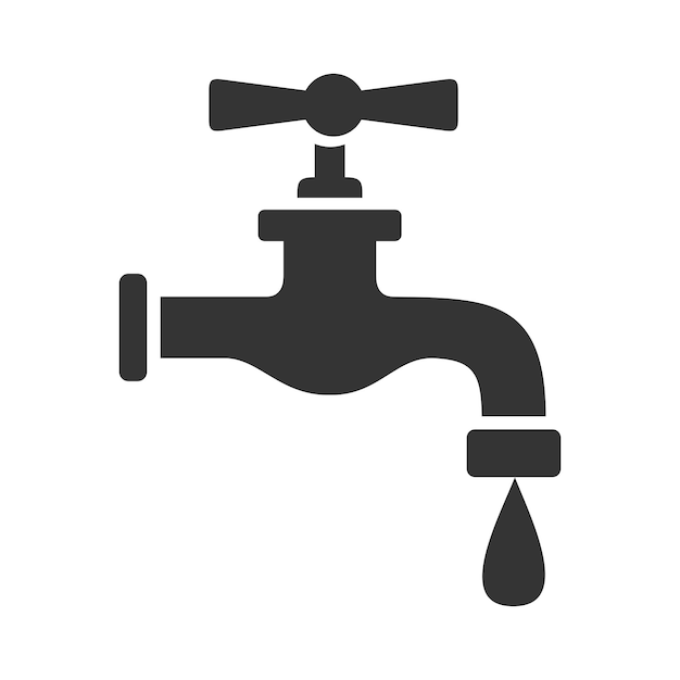 simple icono de vector blanco y negro de grifo de agua aislado sobre fondo blanco