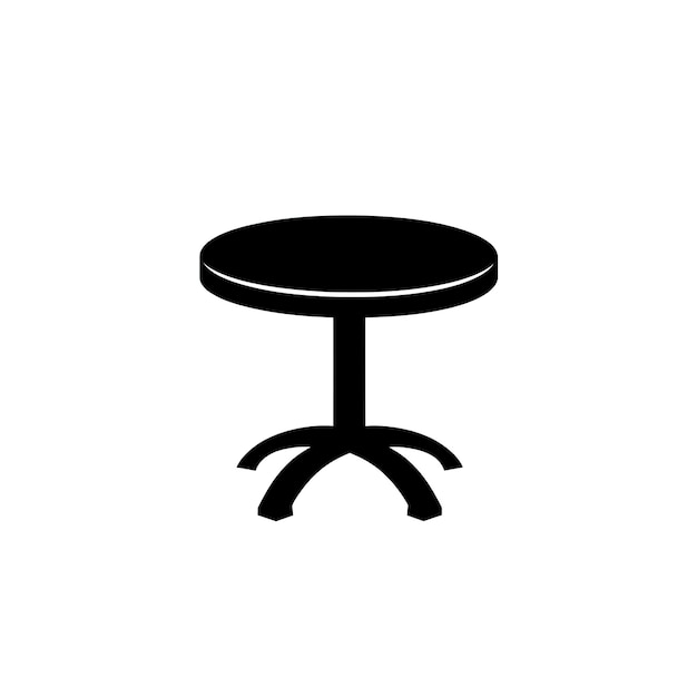Un simple icono vectorial en blanco y negro de una mesa vacía sin fondo formas en negrita estilo de diseño plano